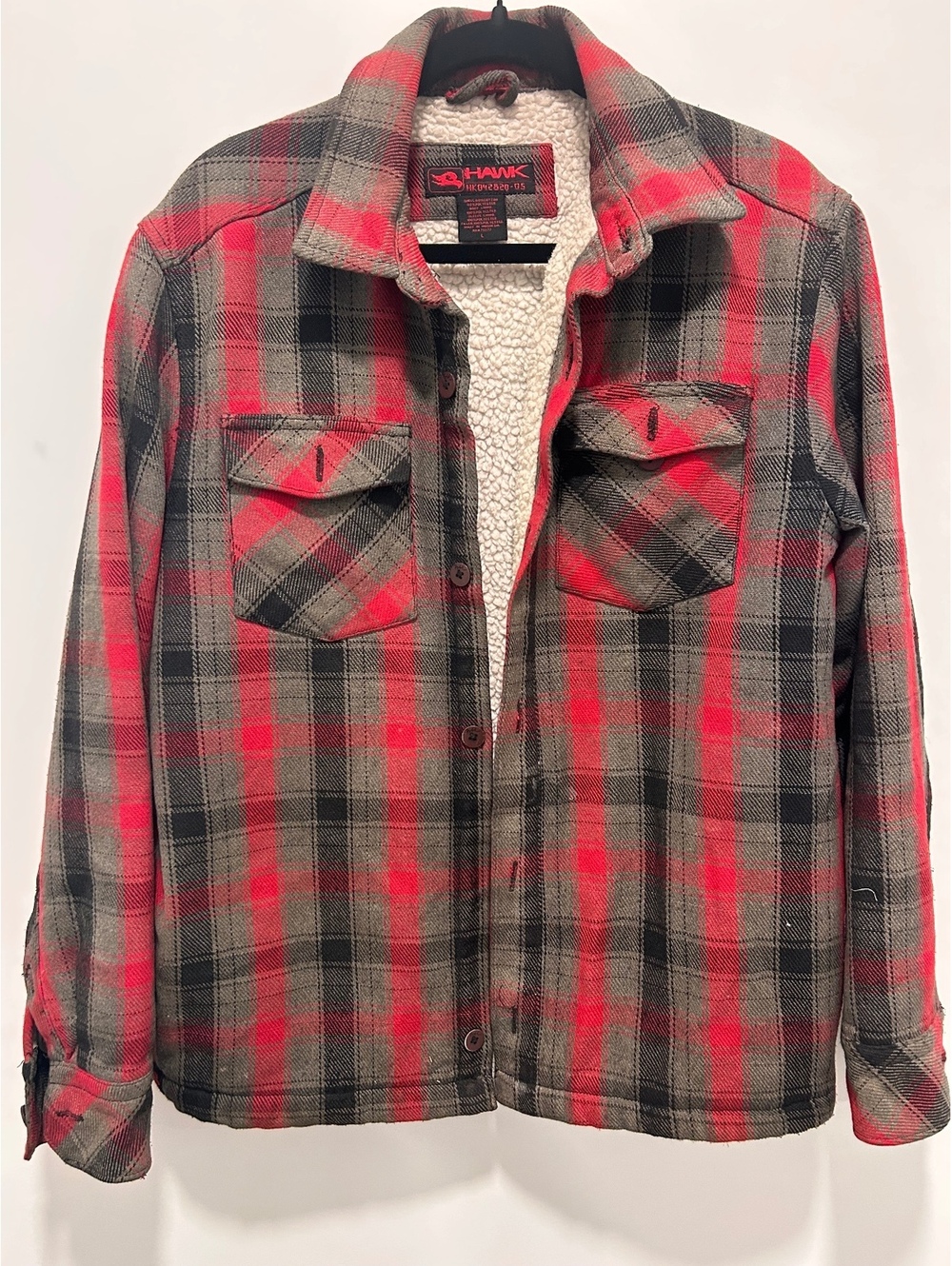 Tony Hawk red plaid sherpa-lined jacket- heavy weight
